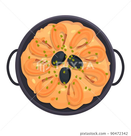 Paella plate icon cartoon vector. Spanish cuisine. Dish menu Paella plate icon cartoon vector. Spanish cuisine. Dish menu 90472342