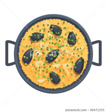 Paella rice icon cartoon vector. Spanish food. Spain cuisine 90472355