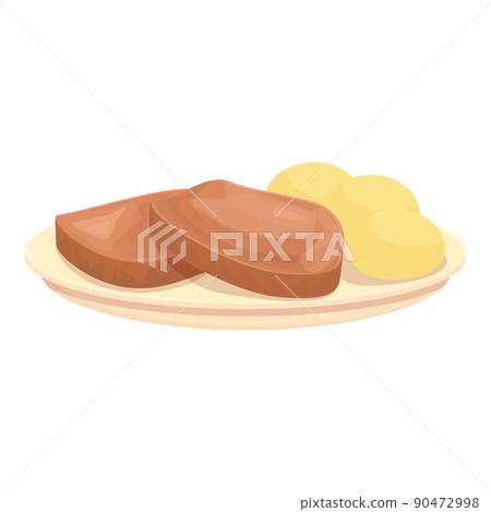 Steak with potato icon cartoon vector. Food cuisine. Soup pot Steak with potato icon cartoon vector. Food cuisine. Soup pot 90472998