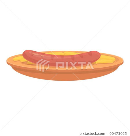 Grilled sausage icon cartoon vector. Food cuisine. Austrian beef Grilled sausage icon cartoon vector. Food cuisine. Austrian beef 90473025