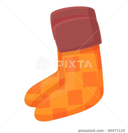 Home stockings icon cartoon vector. Winter sock. Cotton shoes Home stockings icon cartoon vector. Winter sock. Cotton shoes 90473120