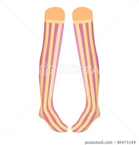 Fun stockings icon cartoon vector. Winter sock. Woman leg Fun stockings icon cartoon vector. Winter sock. Woman leg 90473149
