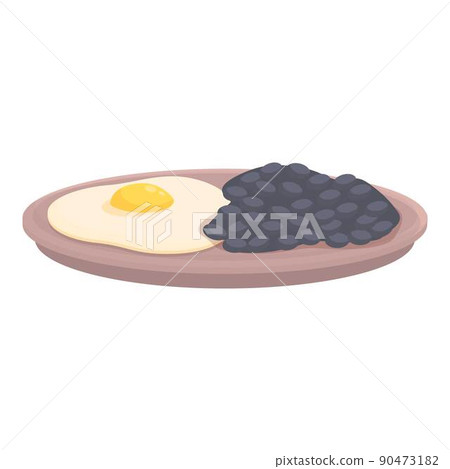 Caribbean fried egg icon cartoon vector. Food plate. Cuban dish 90473182