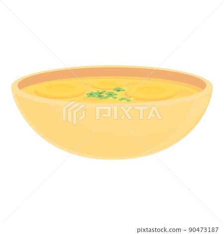 Yellow caribbean soup icon cartoon vector. Food plate. Meal dish 90473187