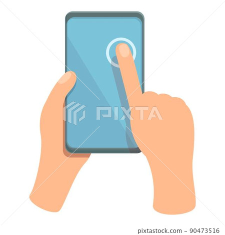 Touch cell icon cartoon vector. Screen hand. App call 90473516