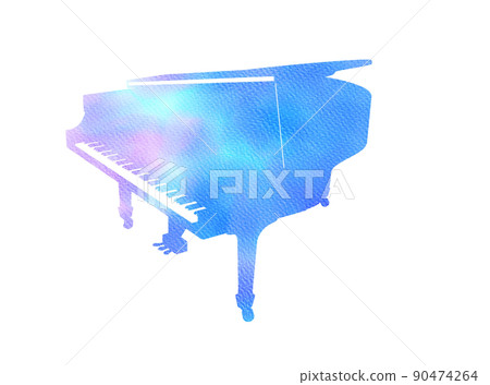 Watercolor silhouette illustration of piano 90474264