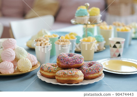 Sweet food on holiday table at party Sweet food on holiday table at party 90474443