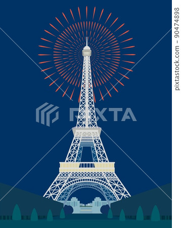 埃菲爾鐵塔之旅埃菲爾發射煙花巴黎 埃菲爾鐵塔之旅埃菲爾發射煙花巴黎 90474898