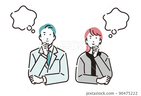 人們思考商務人士男人和女人 人們思考商務人士男人和女人 90475222