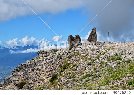 夏季從宇都志原高原奧加圖看到的松本平大全景 夏季從宇都志原高原奧加圖看到的松本平大全景 90476200