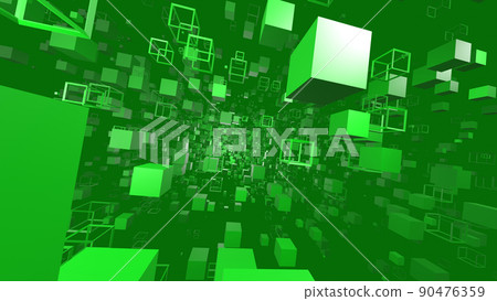Cube Tunnel VJ Geometric Green [There is another Ver] 90476359