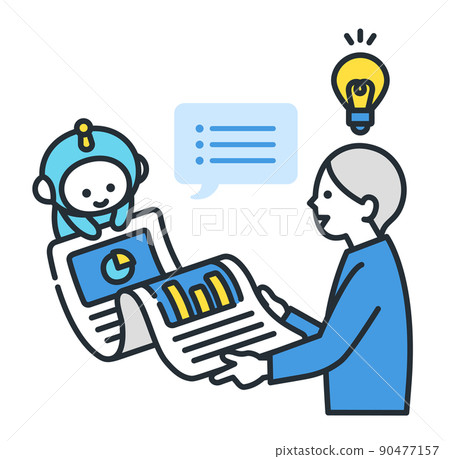 An illustration of AI sharing the analyzed data. An illustration of AI sharing the analyzed data. 90477157