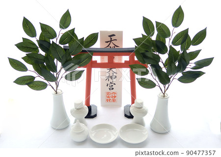 Arrangement of Shingu (Sakaki stand, Omiki, Polka dots) to be displayed on the Kamidana 3 Arrangement of Shingu (Sakaki stand, Omiki, Polka dots) to be displayed on the Kamidana 3 90477357