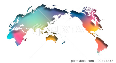 多彩的剪影世界地圖 多彩的剪影世界地圖 90477832