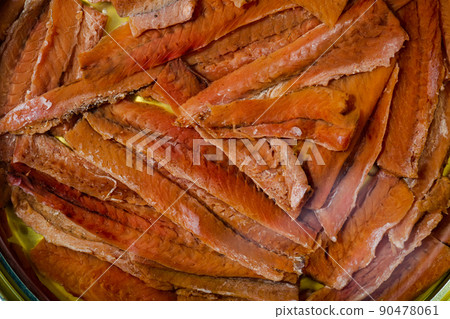 Salted anchovy fillets in oil, traditional spanish canned food Salted anchovy fillets in oil, traditional spanish canned food 90478061
