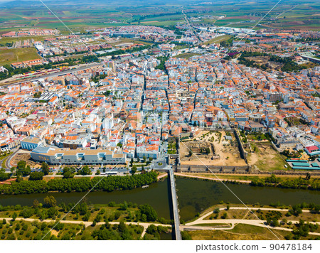 Aerial view of Merida cityscape with Roman Bridge Aerial view of Merida cityscape with Roman Bridge 90478184