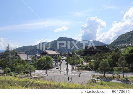 從長野縣立美術館看到的長野善光寺 90478625