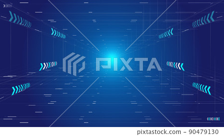 The background of the future space technology of the tunnel with the vertical extension of the point, line and plane 90479130