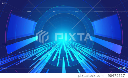 Vertically extending future tunnel space science and technology vector background Vertically extending future tunnel space science and technology vector background 90479317