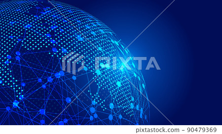 數碼 Earth, Point line connection, Innovative technology Polygon-shaped network connection concept 90479369