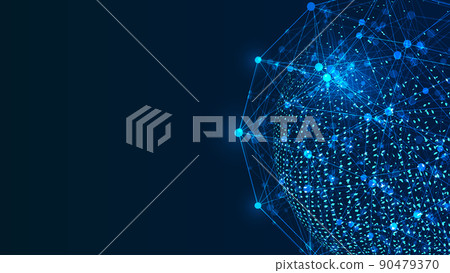 數碼 Earth, Point line connection, Innovative technology Polygon-shaped network connection concept 90479370