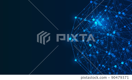 數碼 Earth, Point line connection, Innovative technology Polygon-shaped network connection concept 90479371