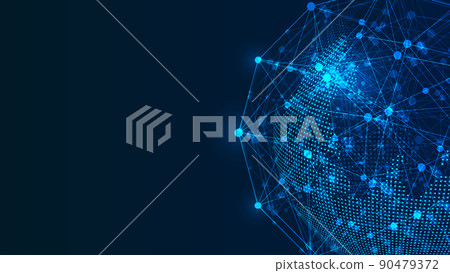 數碼 Earth, Point line connection, Innovative technology Polygon-shaped network connection concept 90479372
