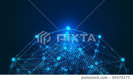 數碼 Earth, Point line connection, Innovative technology Polygon-shaped network connection concept 90479373