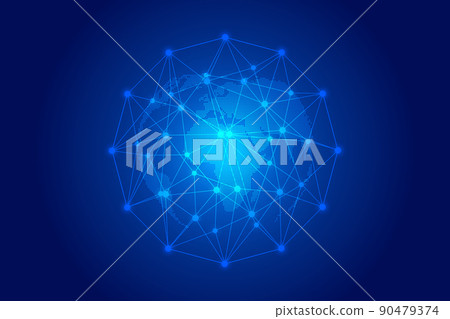 數碼 Earth, Point line connection, Innovative technology Polygon-shaped network connection concept 數碼 Earth, Point line connection, Innovative technology Polygon-shaped network connection concept 90479374