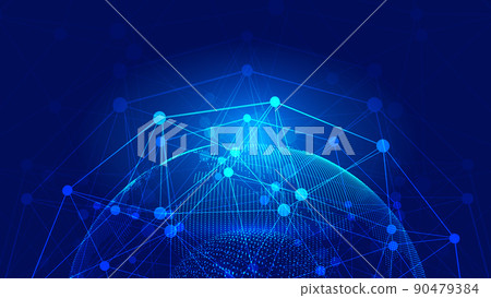 數碼 Earth, Point line connection, Innovative technology Polygon-shaped network connection concept 90479384