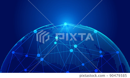 數碼 Earth, Point line connection, Innovative technology Polygon-shaped network connection concept 90479385