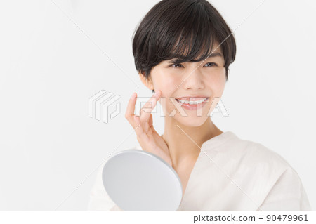 Beauty female white background Beauty female white background 90479961