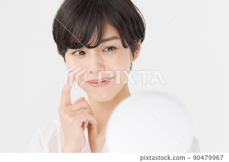 Beauty female white background 90479967