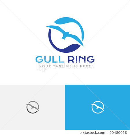 Sun Wave Ring Seagull Bird Flying Beach Bay Holiday Logo Sun Wave Ring Seagull Bird Flying Beach Bay Holiday Logo 90480038