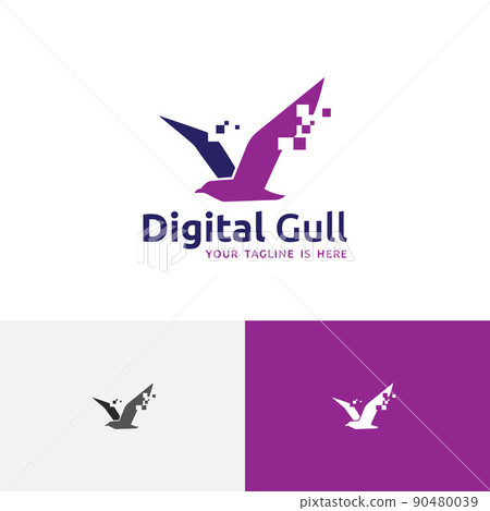 Digital Pixel Seagull Bird Flying Online Computer Technology Logo Digital Pixel Seagull Bird Flying Online Computer Technology Logo 90480039