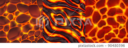 Lava seamless textures for game, backgrounds set Lava seamless textures for game, backgrounds set 90480396