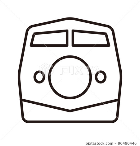 新幹線簡單單色前線繪圖圖標/白色背景 90480446