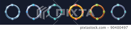 Round avatars frames for game, ui textured borders 90480497