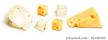 Fresh cheese blocks with spices 90480498