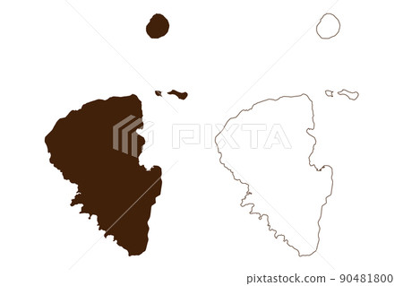 Lihir Group islands (Papua New Guinea, Pacific Ocean, Bismarck Archipelago) map vector illustration, scribble sketch Lihir, Niolam, Mali, Sanambiet, Masahet map 90481800