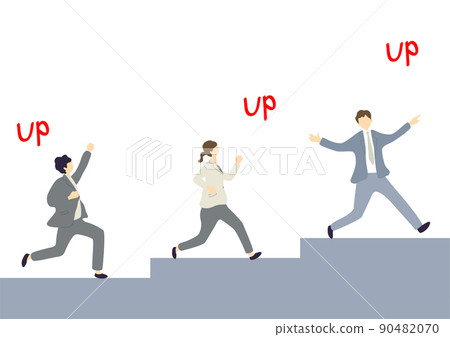 Men and women climbing stairs Men and women climbing stairs 90482070