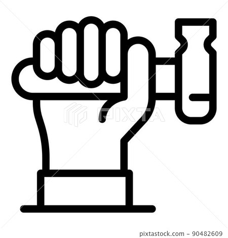 Hammer in hand icon, outline style 90482609