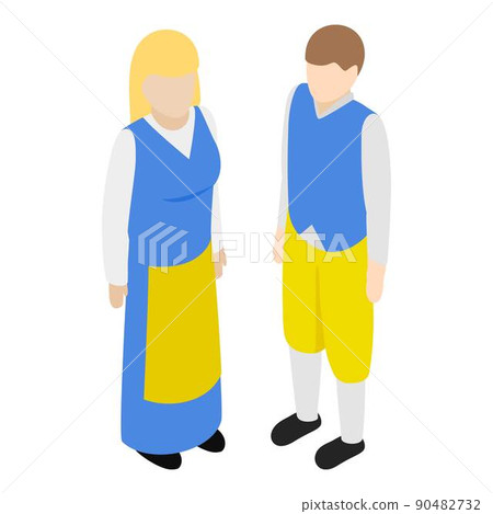 Swedish couple icon, isometric style 90482732