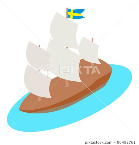 Swedish ship icon, isometric style Swedish ship icon, isometric style 90482761
