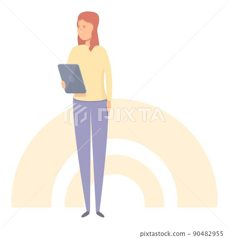 Woman run benchmark icon cartoon vector. Cost indicator. Unit product 90482955