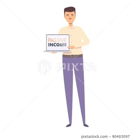 Laptop passive income icon cartoon vector. Work money. Freedom job Laptop passive income icon cartoon vector. Work money. Freedom job 90483097