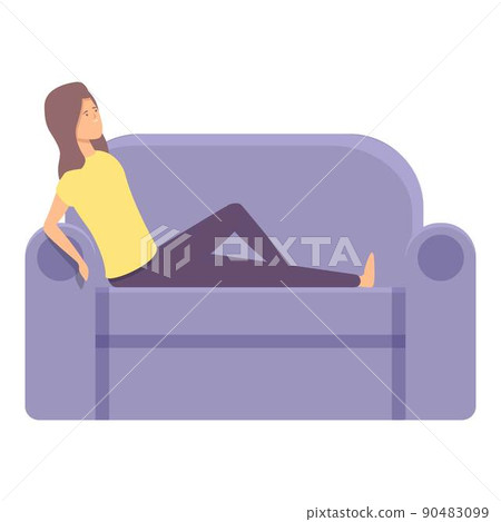Girl sofa icon cartoon vector. Passive income. Business money Girl sofa icon cartoon vector. Passive income. Business money 90483099
