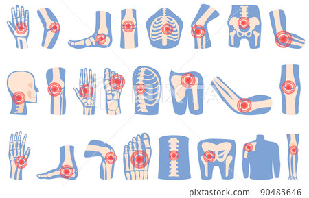 Arthritis icons set cartoon vector. Joint injury. Medical science 90483646