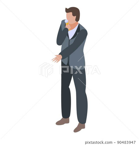 Singer in suit icon, isometric style 90483947