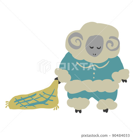 Illustration material of sheep in pajamas trying to sleep 90484033